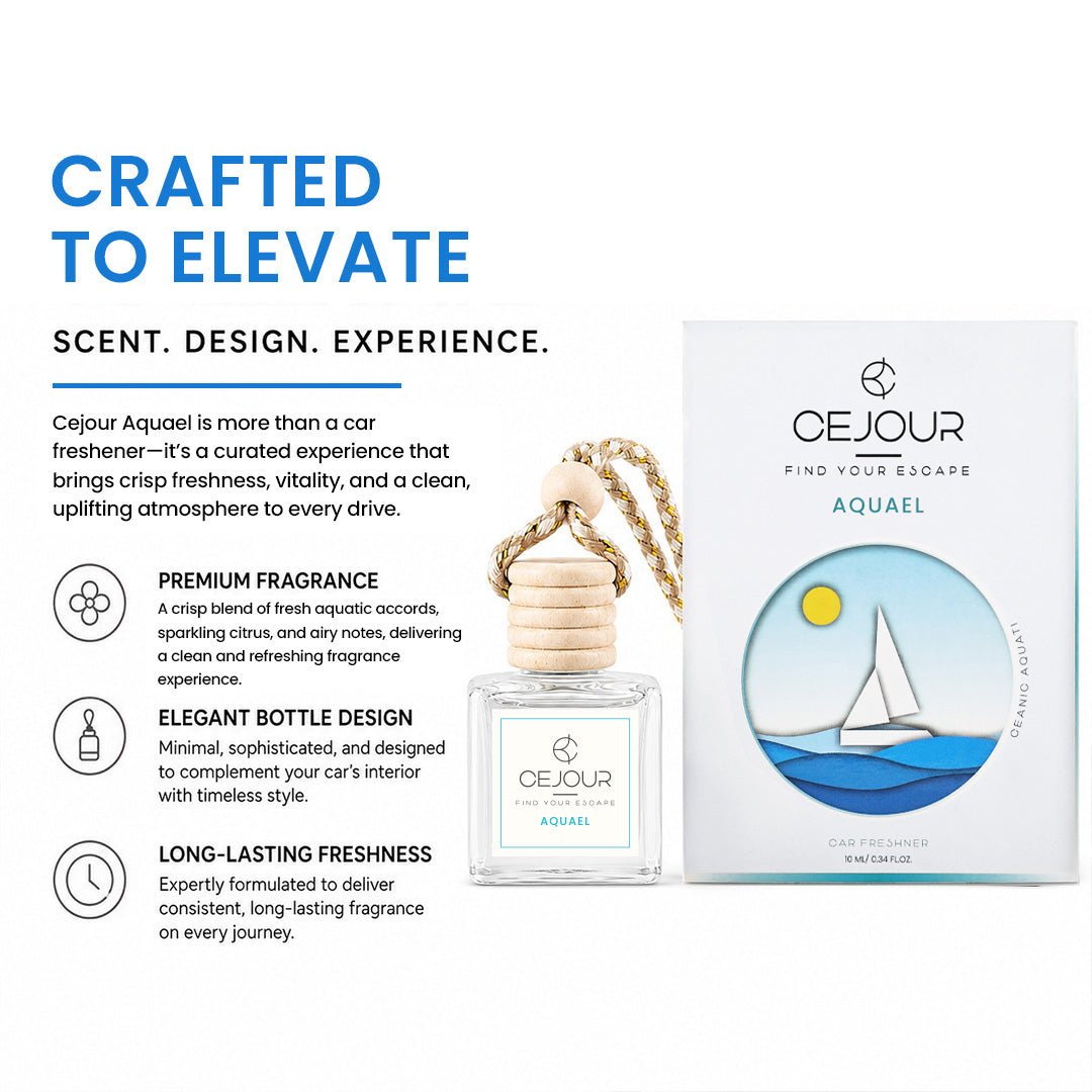 AQUAEL Oceanic Car Perfume Diffuser – 10 ml | Up to 40 Days Freshness - Cejour