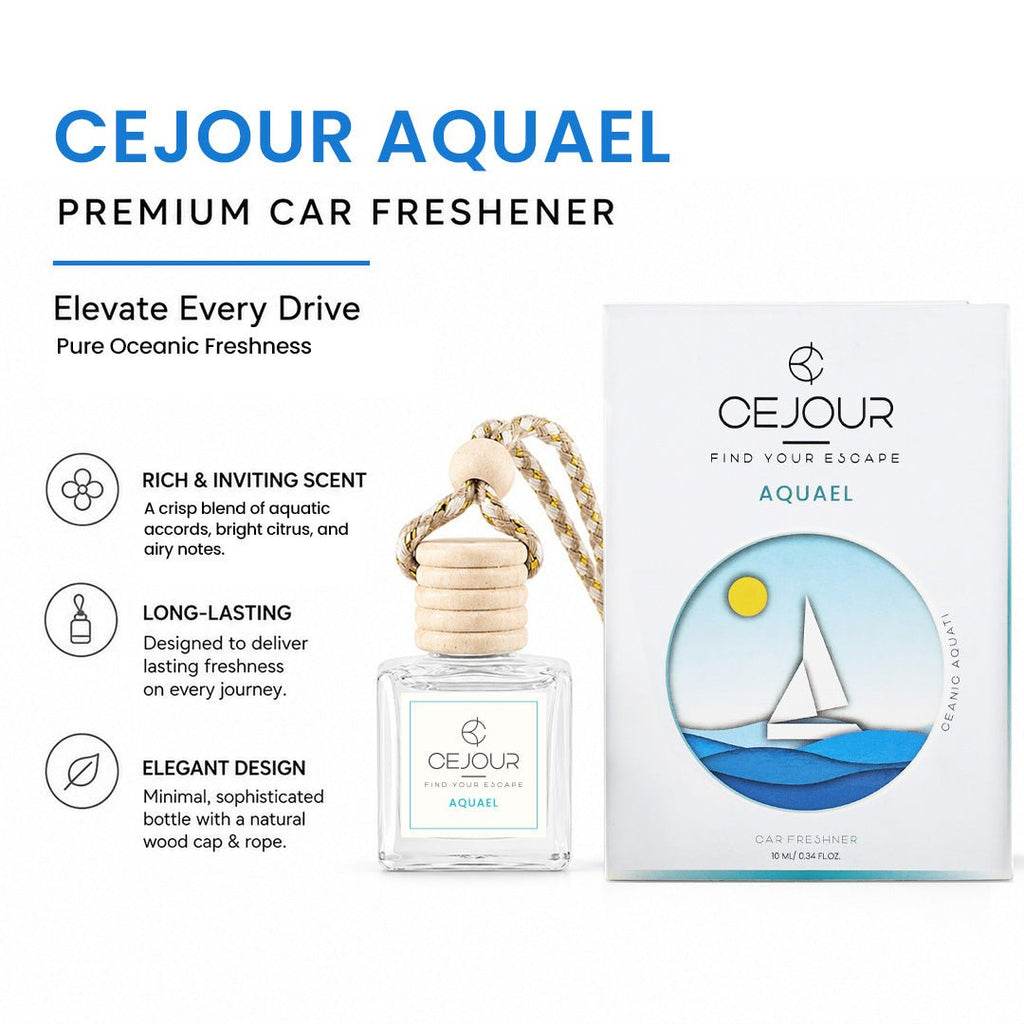 AQUAEL Oceanic Car Perfume Diffuser – 10 ml | Up to 40 Days Freshness - Cejour