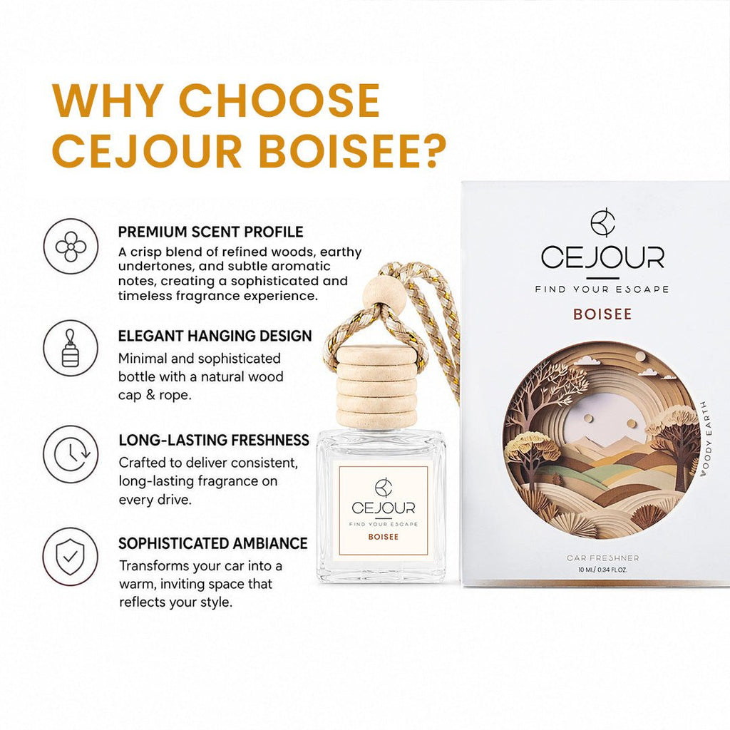 BOISÉE Woody Car Perfume Diffuser – 10 ml | Up to 40 days Freshness - Cejour