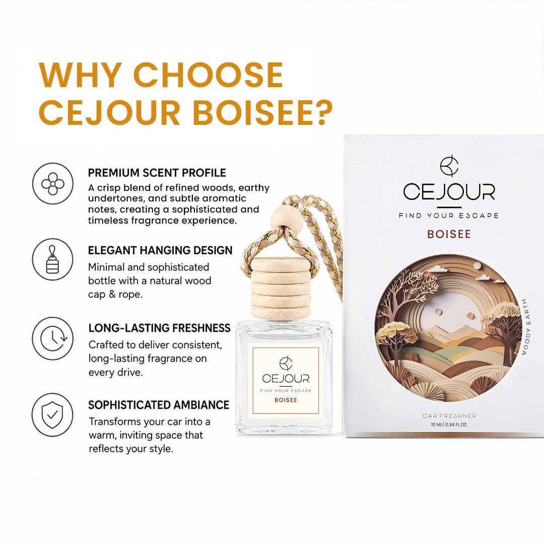 BOISÉE Woody Car Perfume Diffuser – 10 ml | Up to 40 days Freshness - Cejour