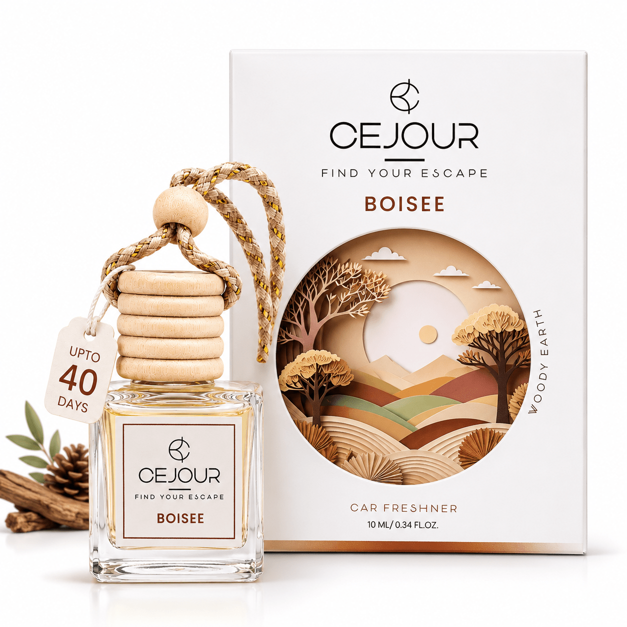BOISÉE Woody Car Perfume Diffuser – 10 ml | Up to 40 days Freshness - Cejour