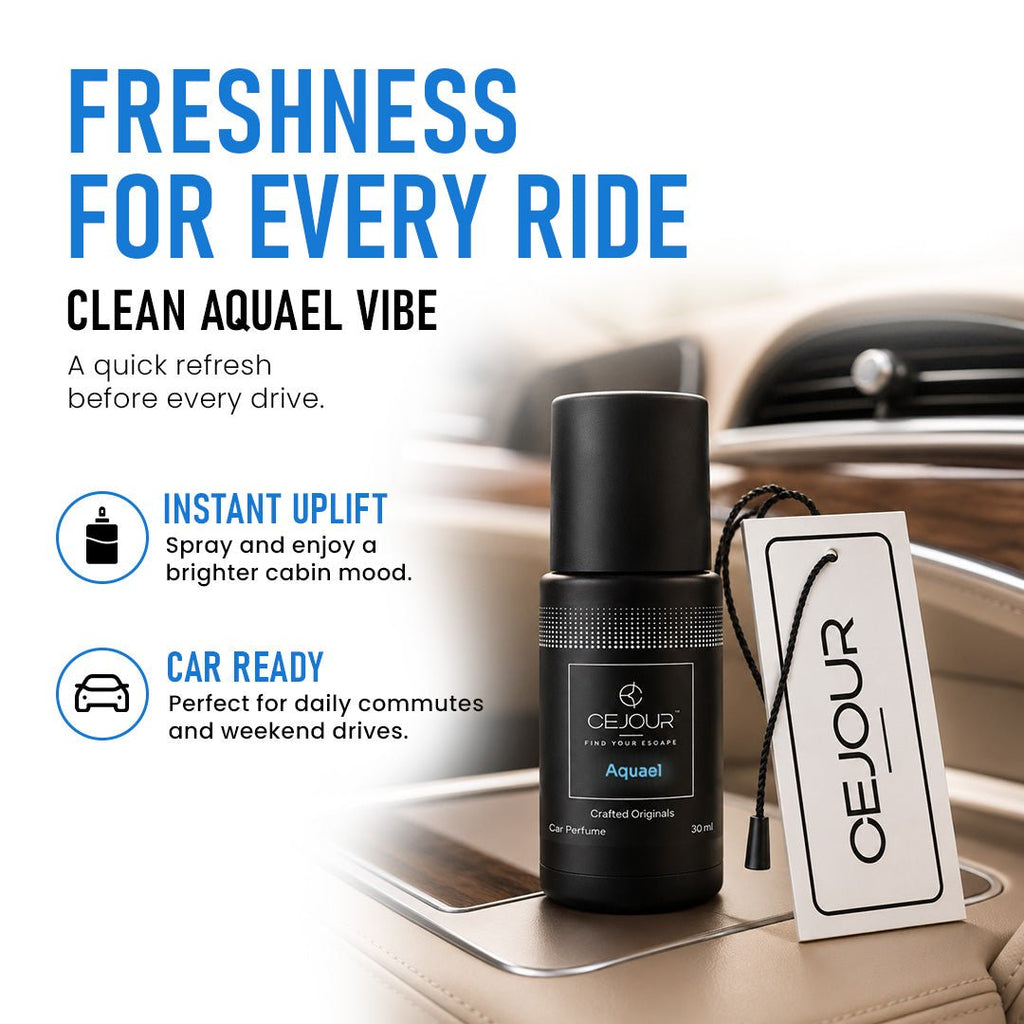 Cejour Aquael Oceanic Car Perfume Spray with Hanging Card – 30 ml | 60+ Days, 300+ Sprays - Cejour