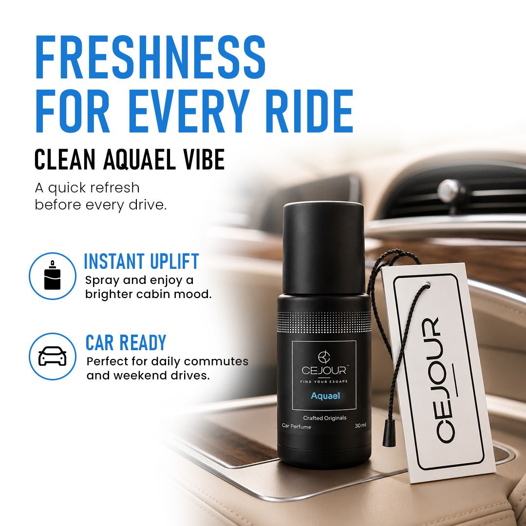 Cejour Aquael Oceanic Car Perfume Spray with Hanging Card – 30 ml | 60+ Days, 300+ Sprays - Cejour