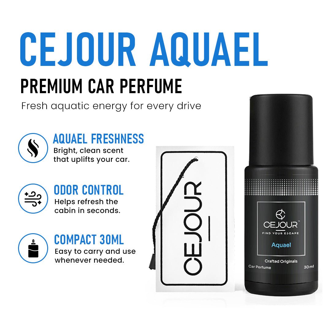 Cejour Aquael Oceanic Car Perfume Spray with Hanging Card – 30 ml | 60+ Days, 300+ Sprays - Cejour