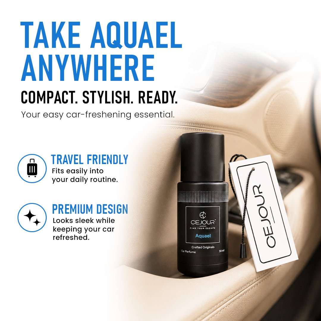 Cejour Aquael Oceanic Car Perfume Spray with Hanging Card – 30 ml | 60+ Days, 300+ Sprays - Cejour