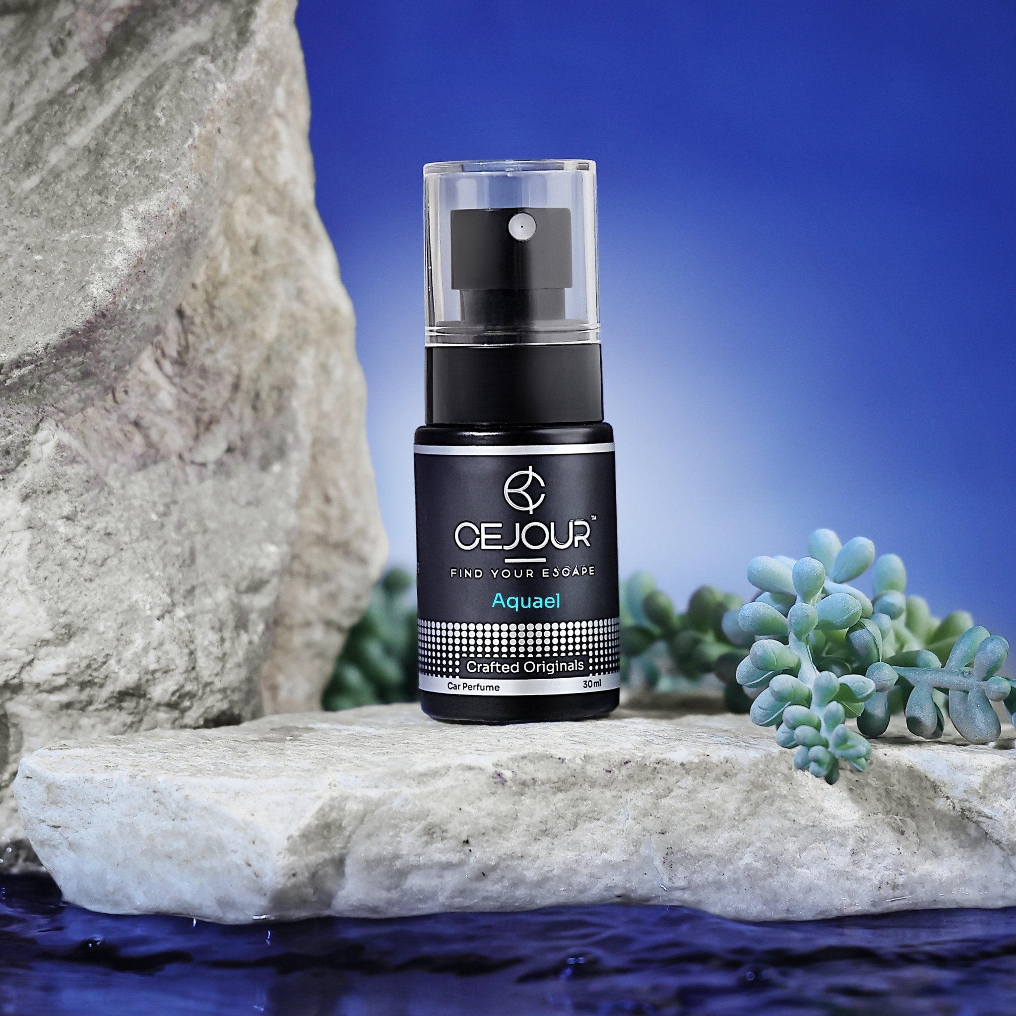 Cejour AQUAEL Oceanic Car Perfume Spray with Hanging Card – 30 ml | Premium Car Fragrance for daily commute | 60+ Days, 300+ Sprays | Luxury Car Air Freshener | Best Car Accessories - Cejour