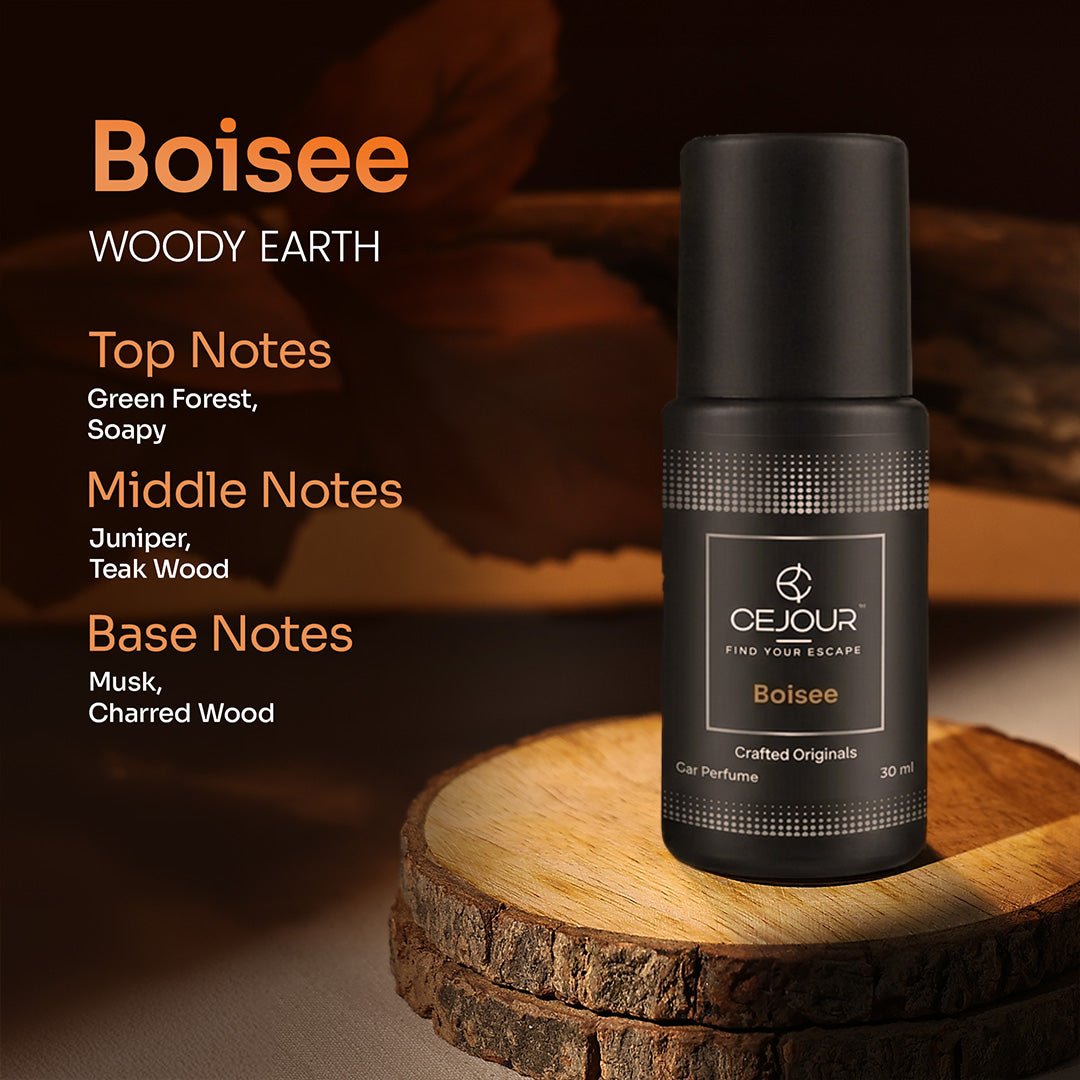 Cejour BOISÉE Woody Car Perfume Spray with Hanging Card – 30 ml | 60+ Days, 300+ Sprays - Cejour
