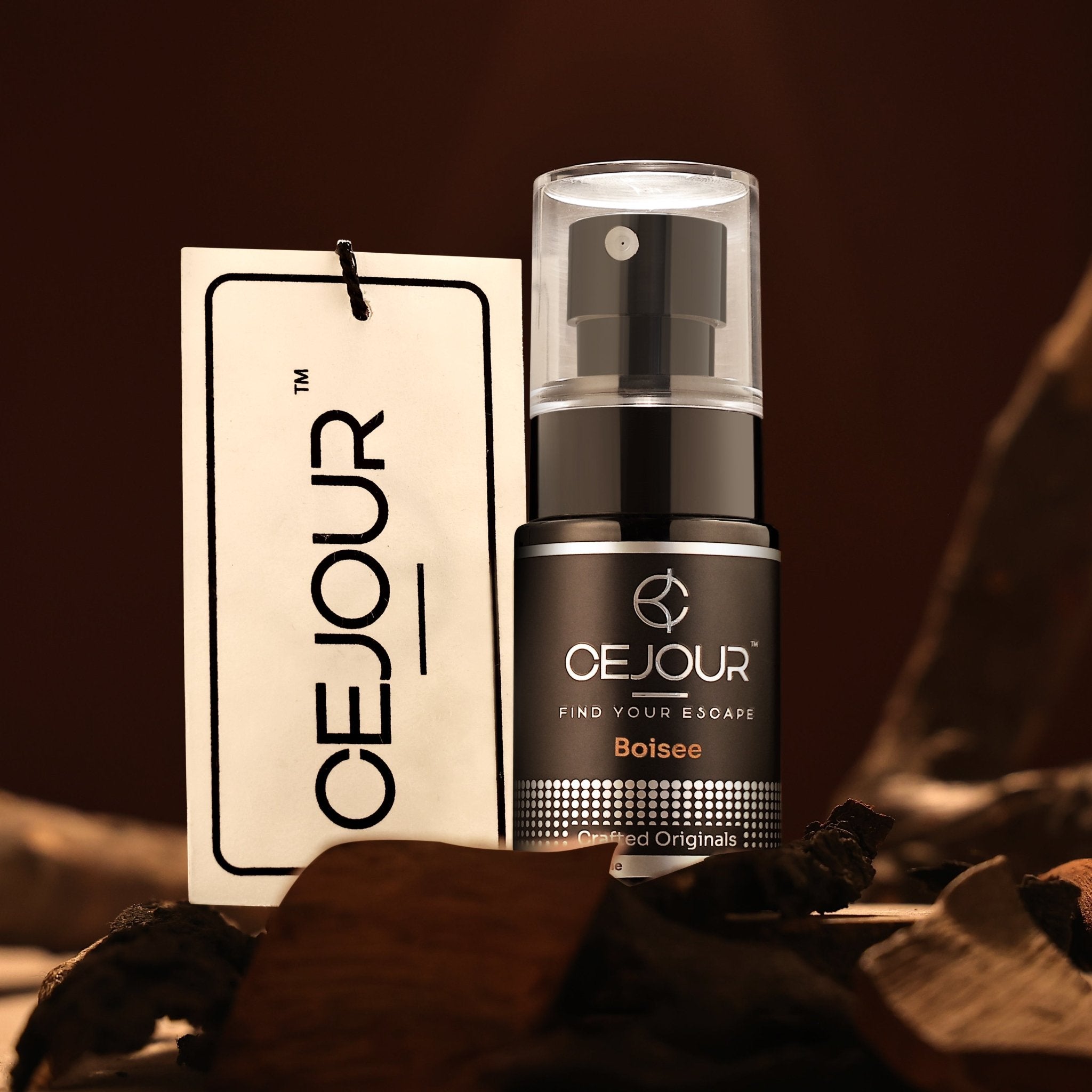 Cejour BOISÉE Woody Car Perfume Spray with Hanging Card – 30 ml | Premium Car Fragrance for daily commute | 60+ Days, 300+ Sprays | Luxury Car Air Freshener | Best Car Accessories - Cejour