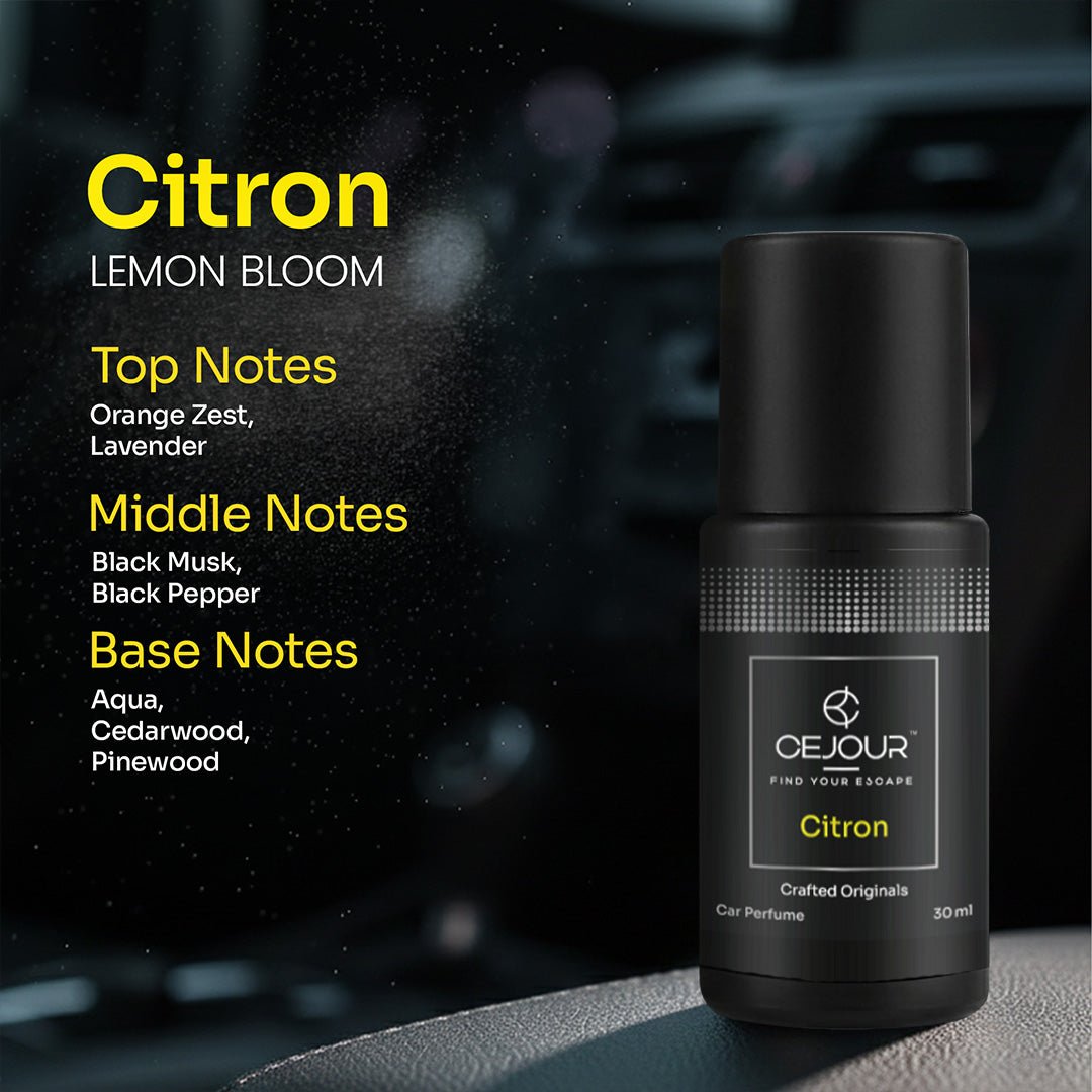 Cejour Citron Car Perfume Spray with Hanging Card – 30 ml | 60+ Days, 300+ Sprays - Cejour
