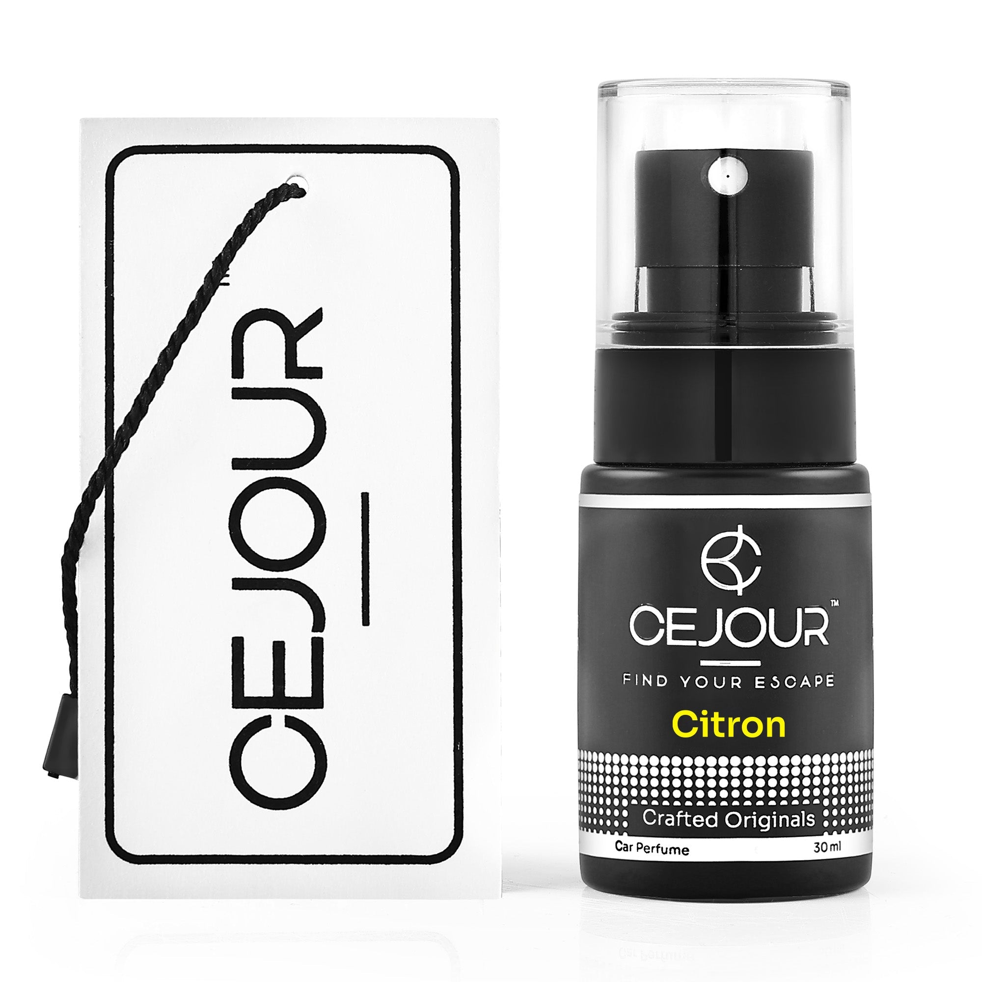 Cejour Citron Car Perfume Spray with Hanging Card – 30 ml | 60+ Days, 300+ Sprays - Cejour