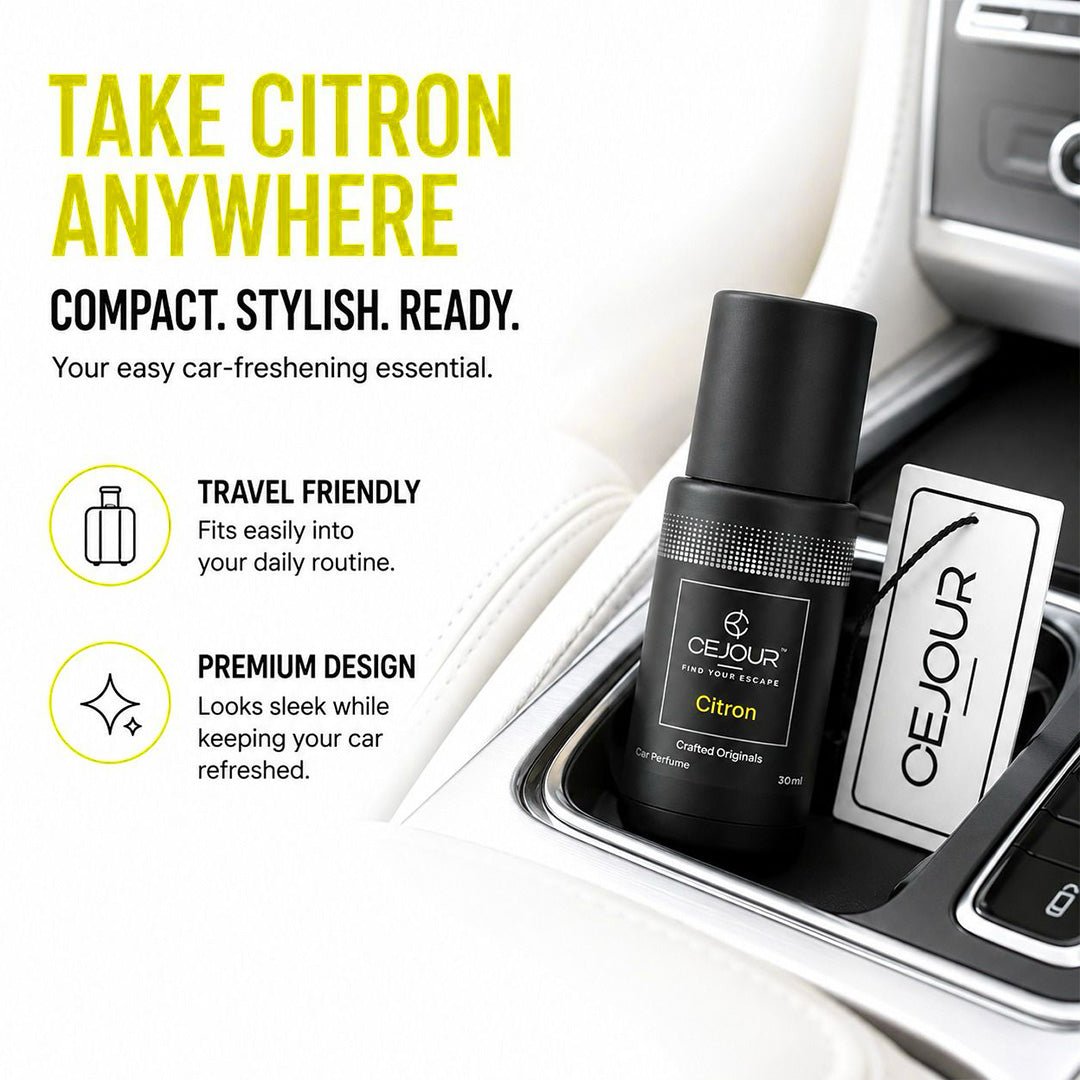 Cejour Citron Car Perfume Spray with Hanging Card – 30 ml | 60+ Days, 300+ Sprays - Cejour