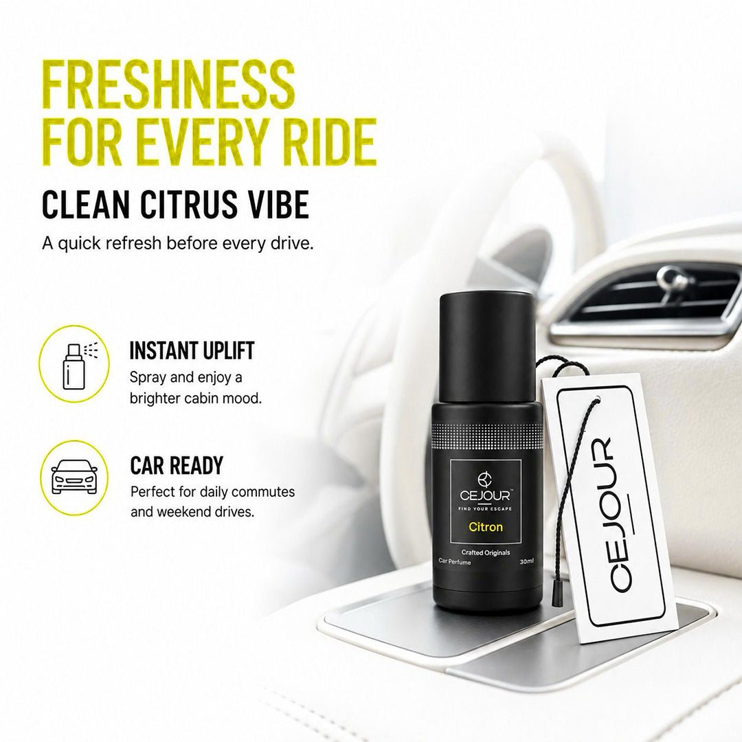 Cejour Citron Car Perfume Spray with Hanging Card – 30 ml | 60+ Days, 300+ Sprays - Cejour