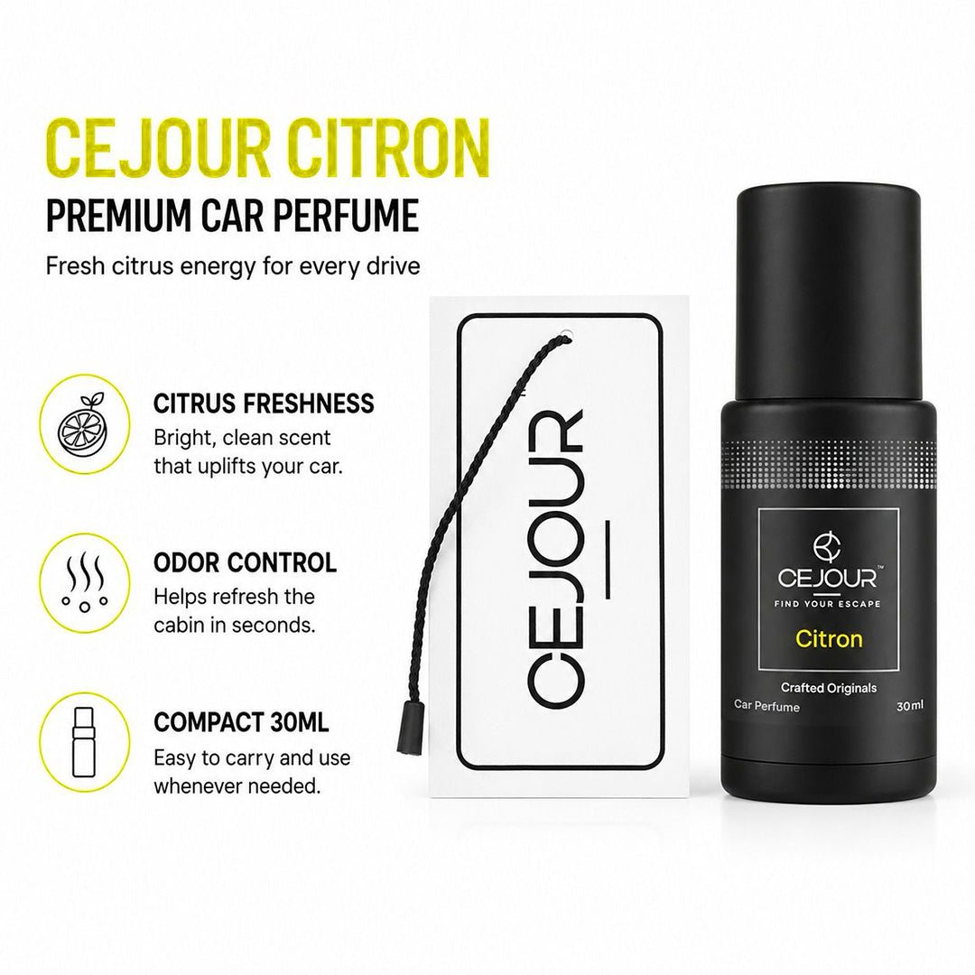 Cejour Citron Car Perfume Spray with Hanging Card – 30 ml | 60+ Days, 300+ Sprays - Cejour