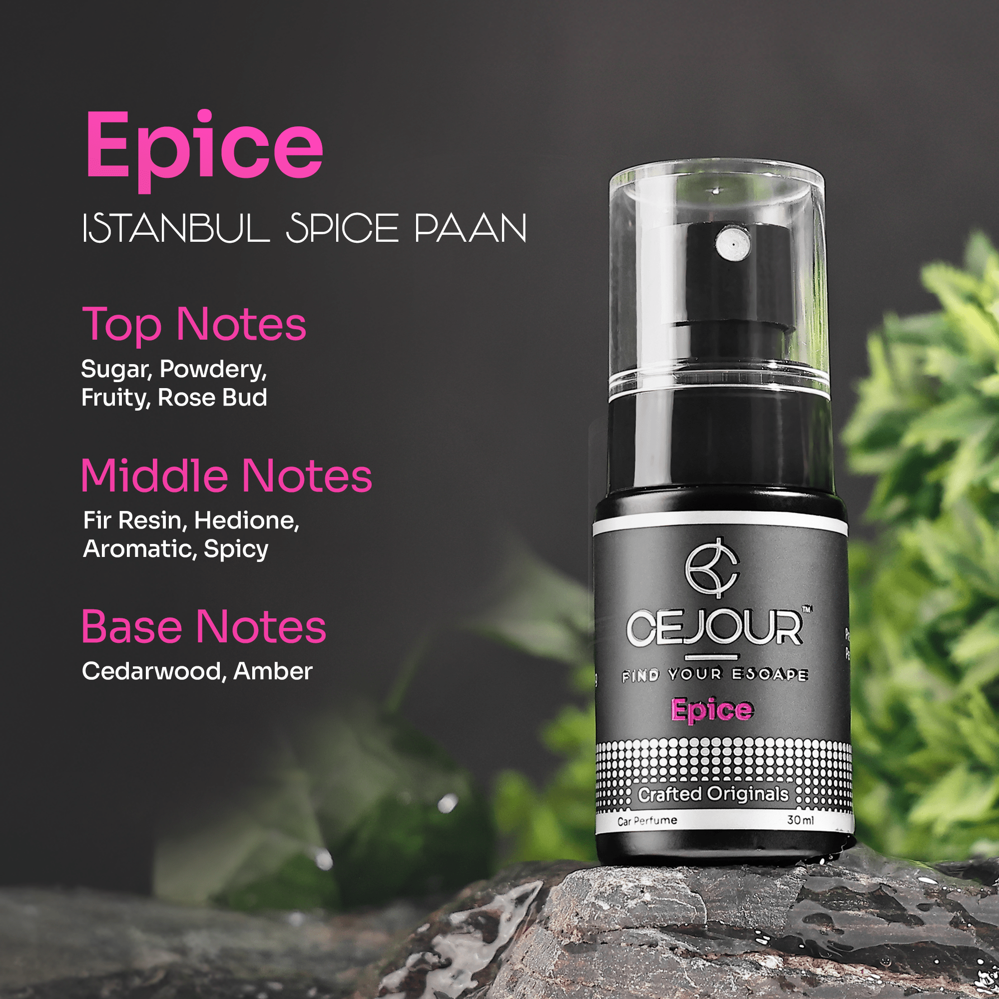 Cejour ÉPICE Istanbul Spice Car Perfume Spray with Hanging Card – 30 ml | 60+ Days, 300+ Sprays - Cejour