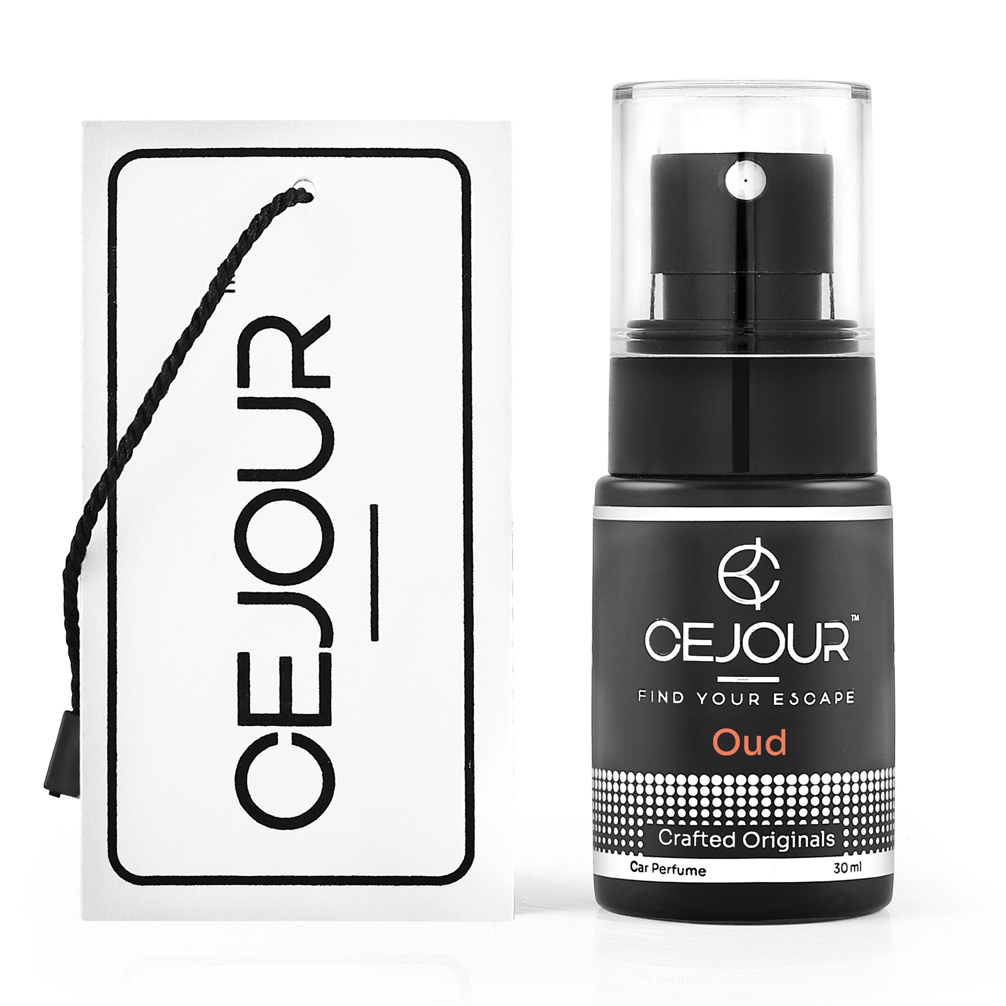 Cejour Oud Car Perfume Spray with Hanging Card – 30 ml | 60+ Days, 300+ Sprays - Cejour