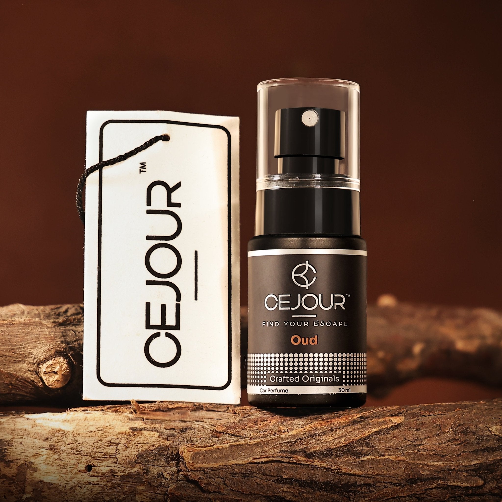Cejour Oud Car Perfume Spray with Hanging Card – 30 ml | Premium Car Fragrance for daily commute | 60+ Days, 300+ Sprays | Luxury Car Air Freshener | Best Car Accessories - Cejour