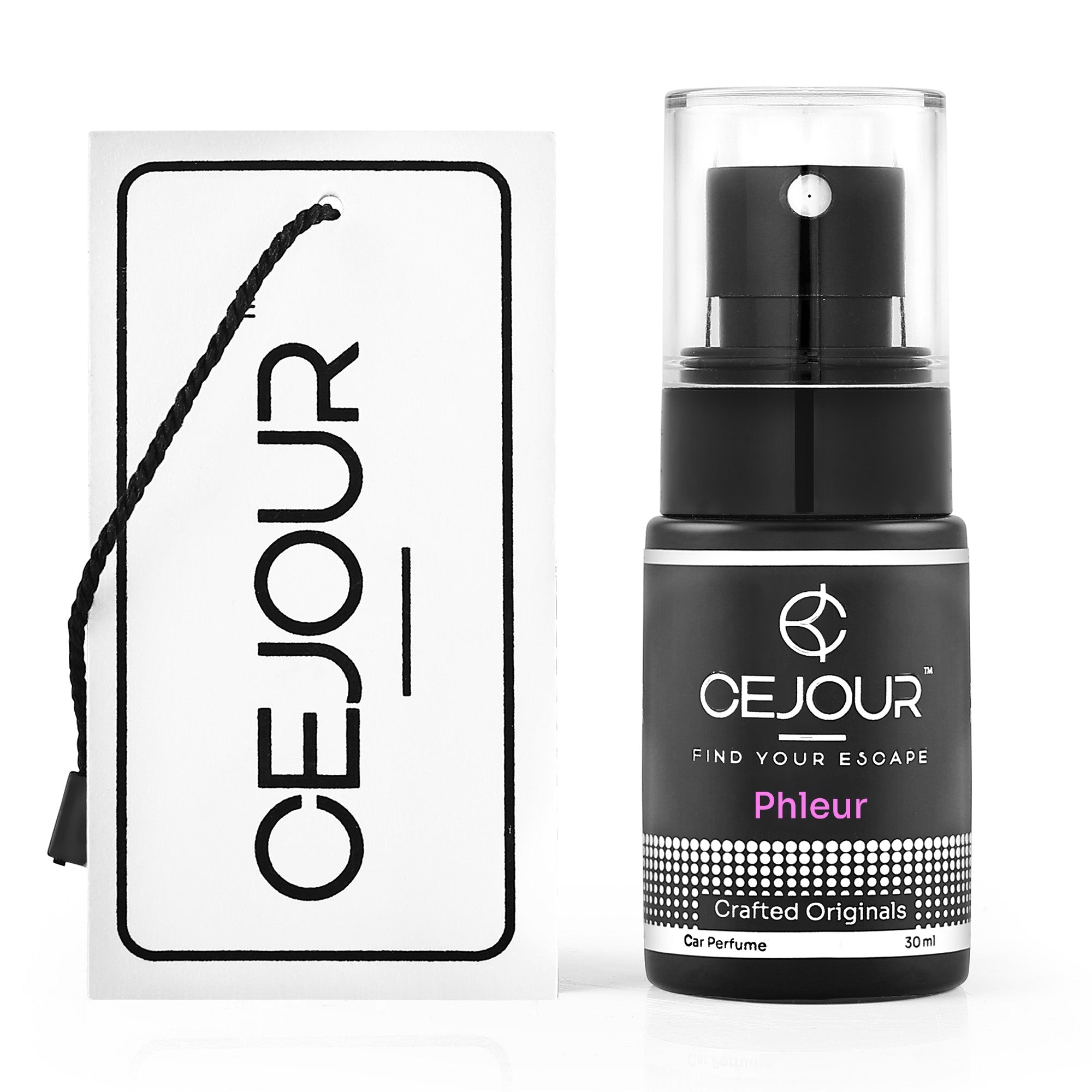 Cejour PHLEUR Floral Car Perfume Spray with Hanging Card – 30 ml | 60+ Days, 300+ Sprays - Cejour