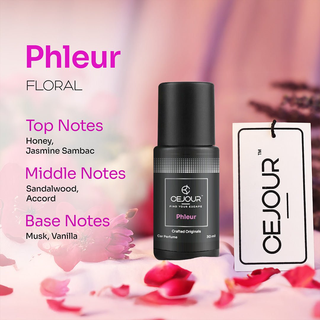 Cejour PHLEUR Floral Car Perfume Spray with Hanging Card – 30 ml | 60+ Days, 300+ Sprays - Cejour