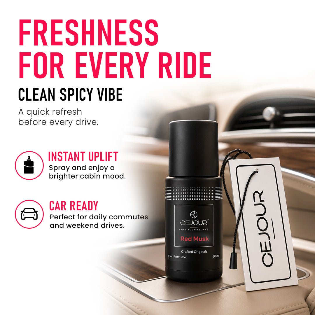 Cejour Red Musk Car Perfume Spray with Hanging Card – 30 ml | 60+ Days, 300+ Sprays - Cejour