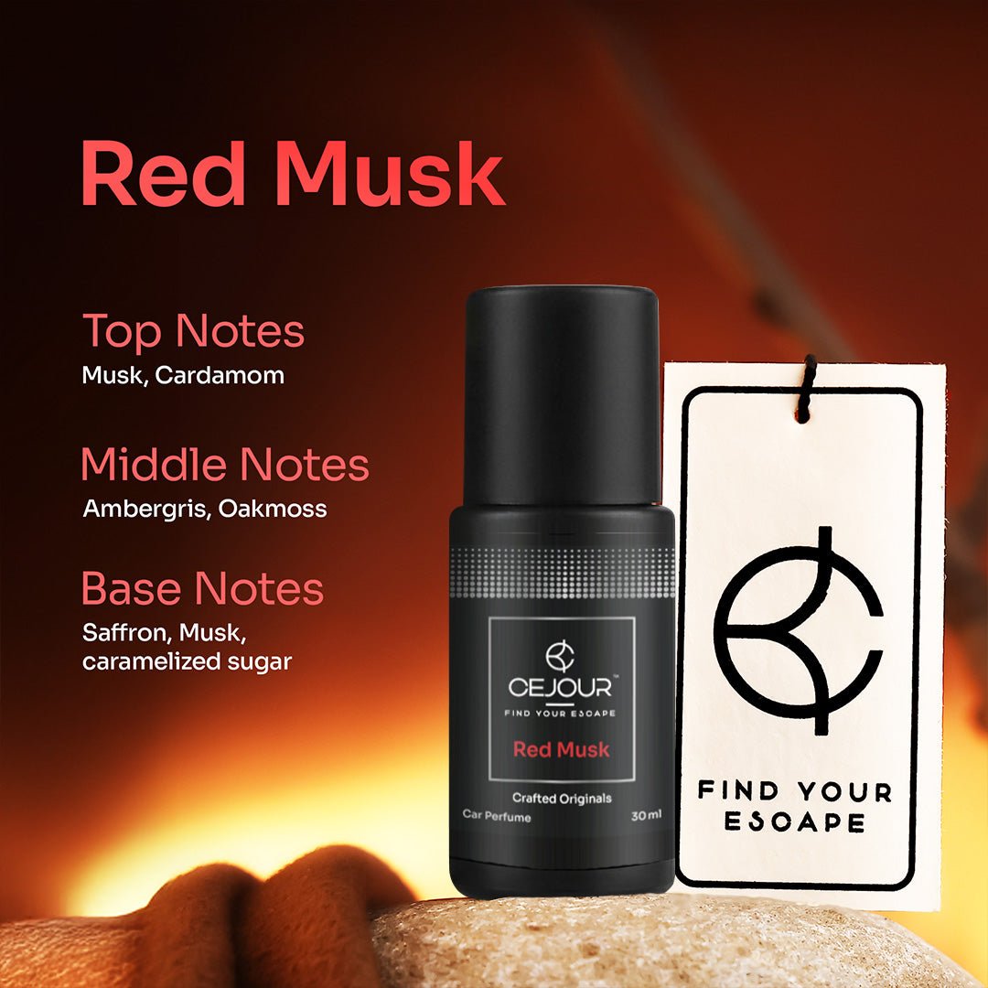 Cejour Red Musk Car Perfume Spray with Hanging Card – 30 ml | 60+ Days, 300+ Sprays - Cejour
