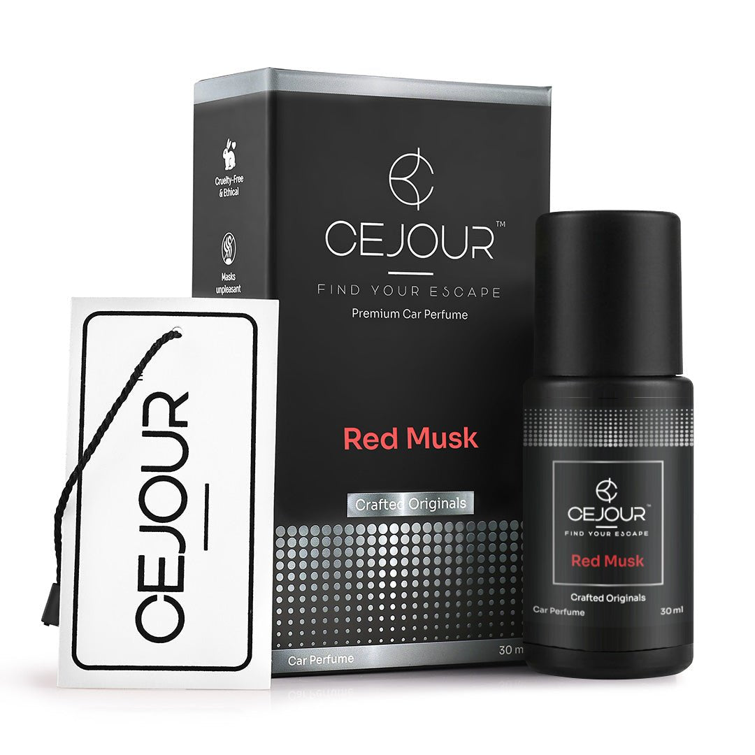 Cejour Red Musk Car Perfume Spray with Hanging Card – 30 ml | 60+ Days, 300+ Sprays - Cejour