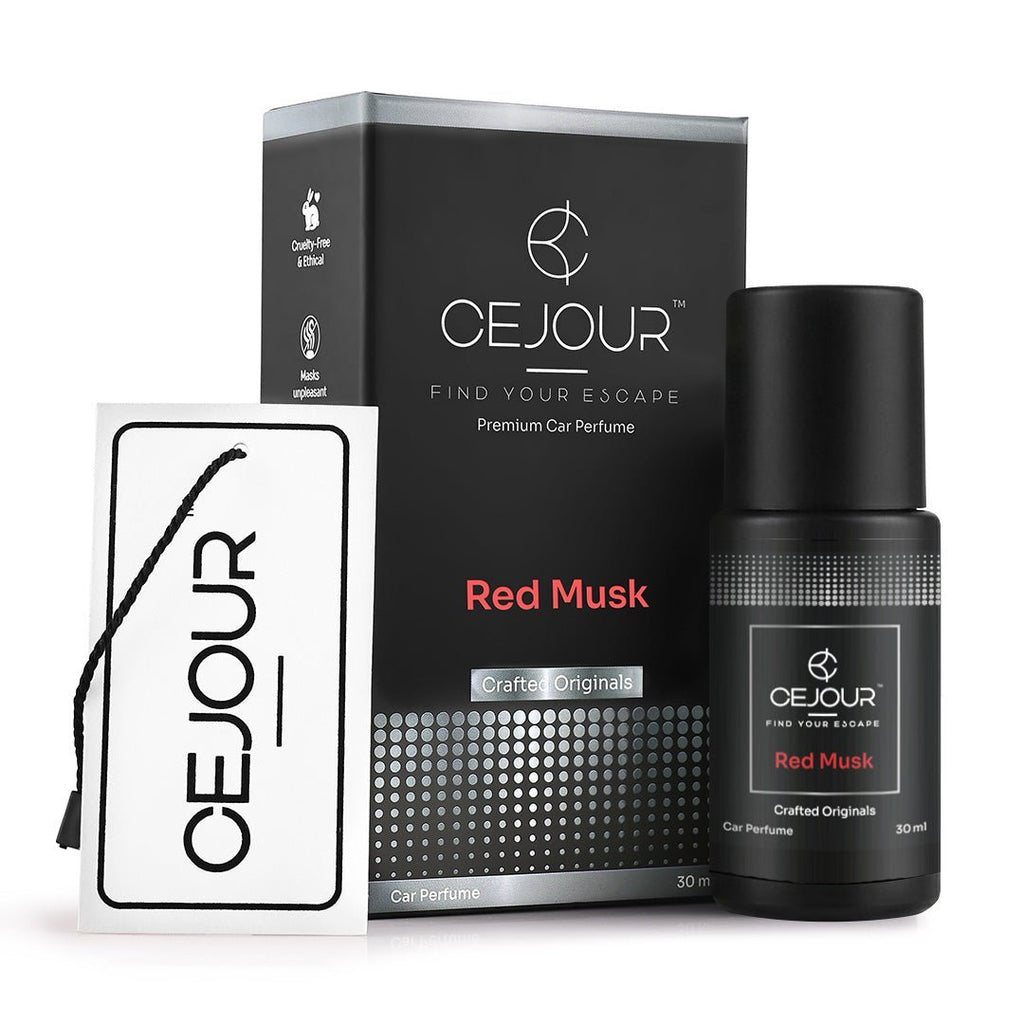 Cejour Red Musk Car Perfume Spray with Hanging Card – 30 ml | 60+ Days, 300+ Sprays - Cejour