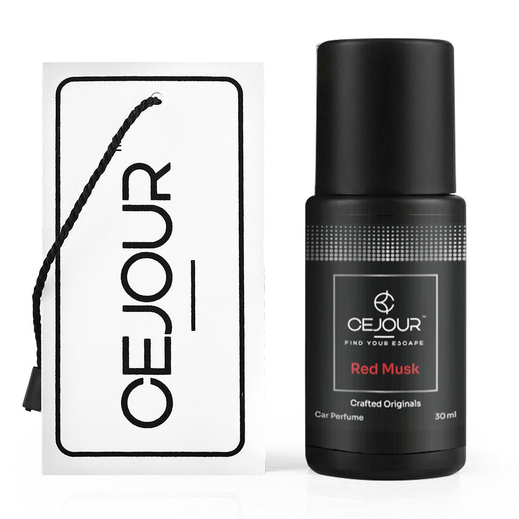 Cejour Red Musk Car Perfume Spray with Hanging Card – 30 ml | 60+ Days, 300+ Sprays - Cejour