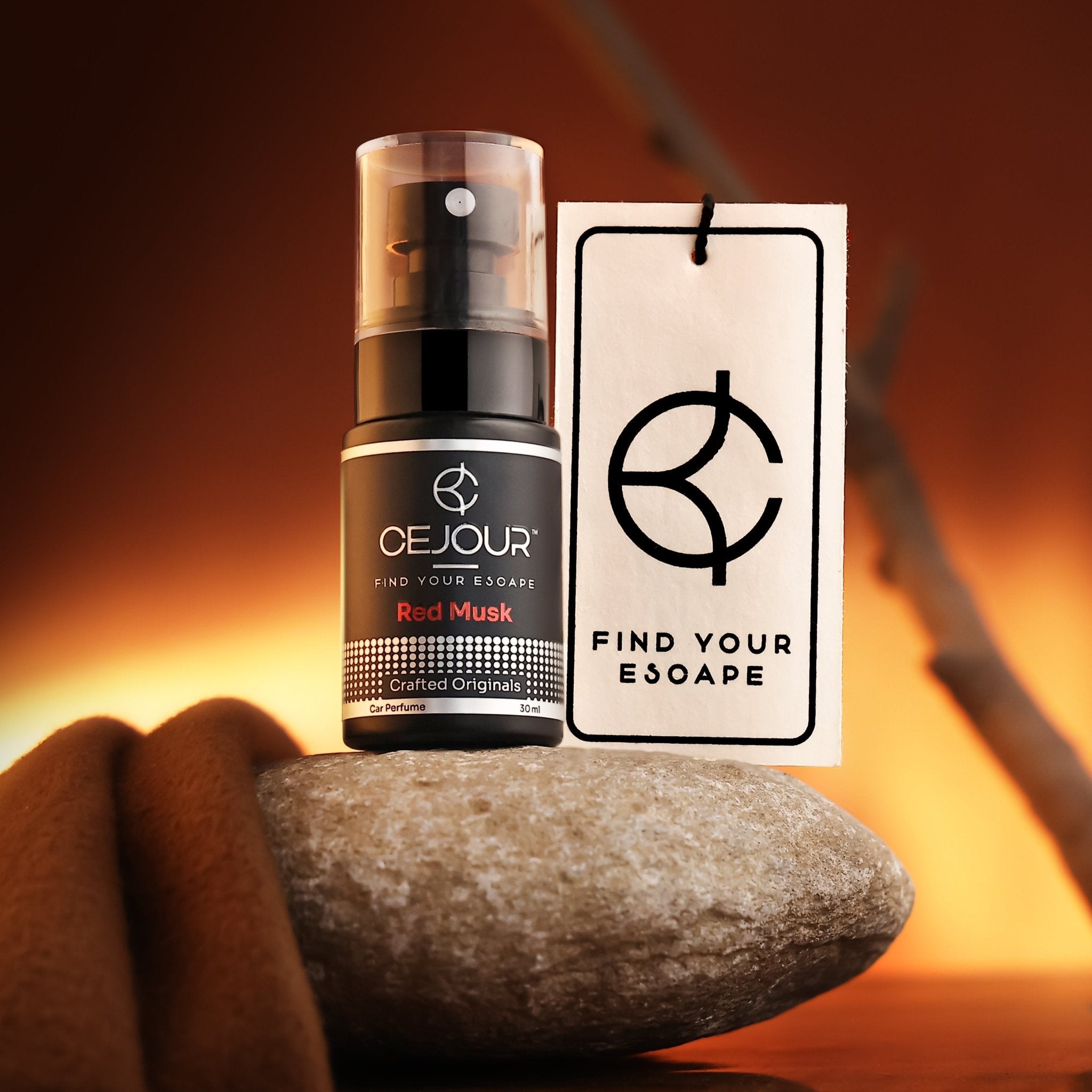 Cejour Red Musk Car Perfume Spray with Hanging Card – 30 ml | Fine Fragrance Car Air Freshener | 60+ Days, 300+ Sprays | Luxury Car Air Freshener | Best Car Accessories - Cejour