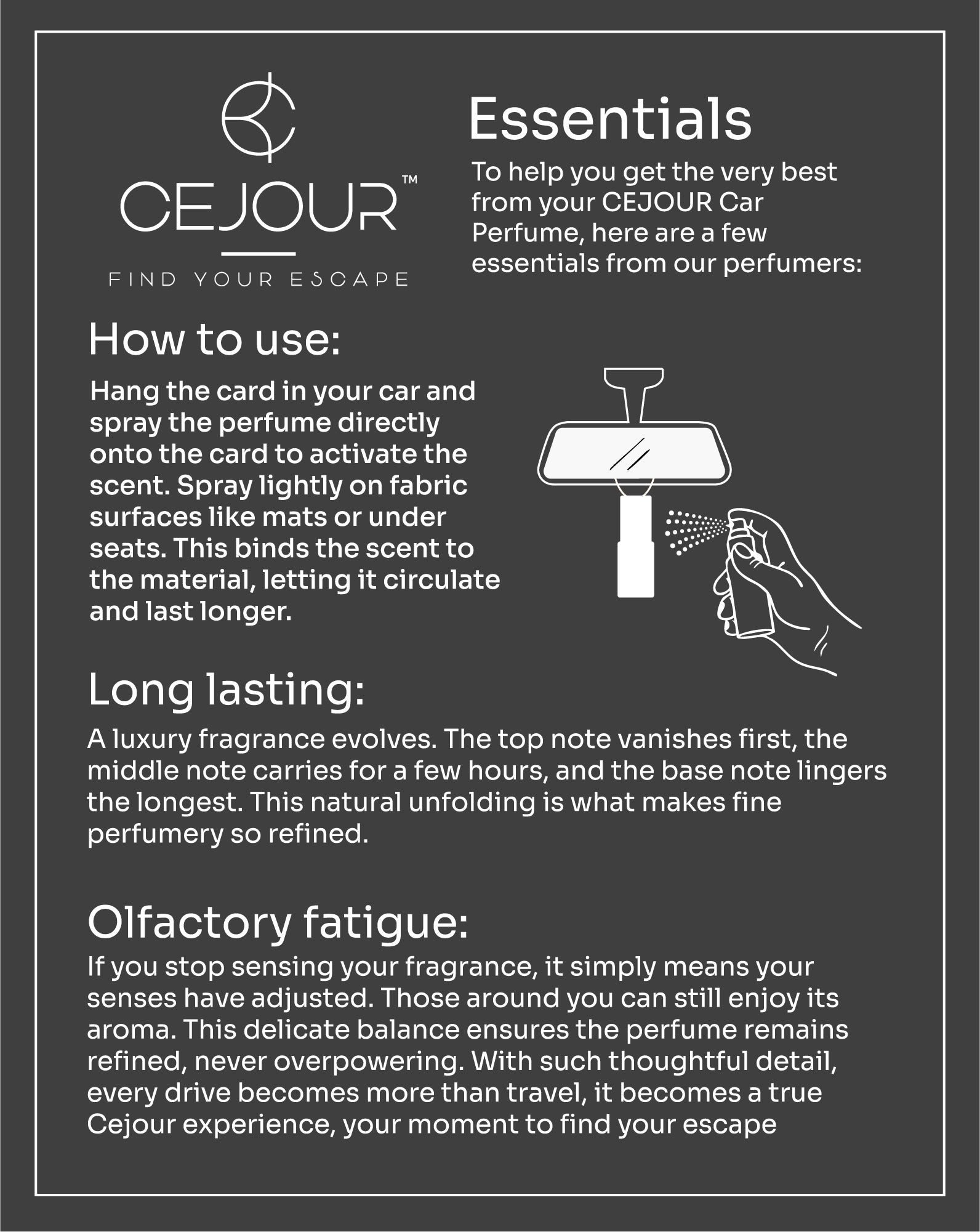 Cejour Red Musk Car Perfume Spray with Hanging Card – 30 ml | Fine Fragrance Car Air Freshener | 60+ Days, 300+ Sprays | Luxury Car Air Freshener | Best Car Accessories - Cejour