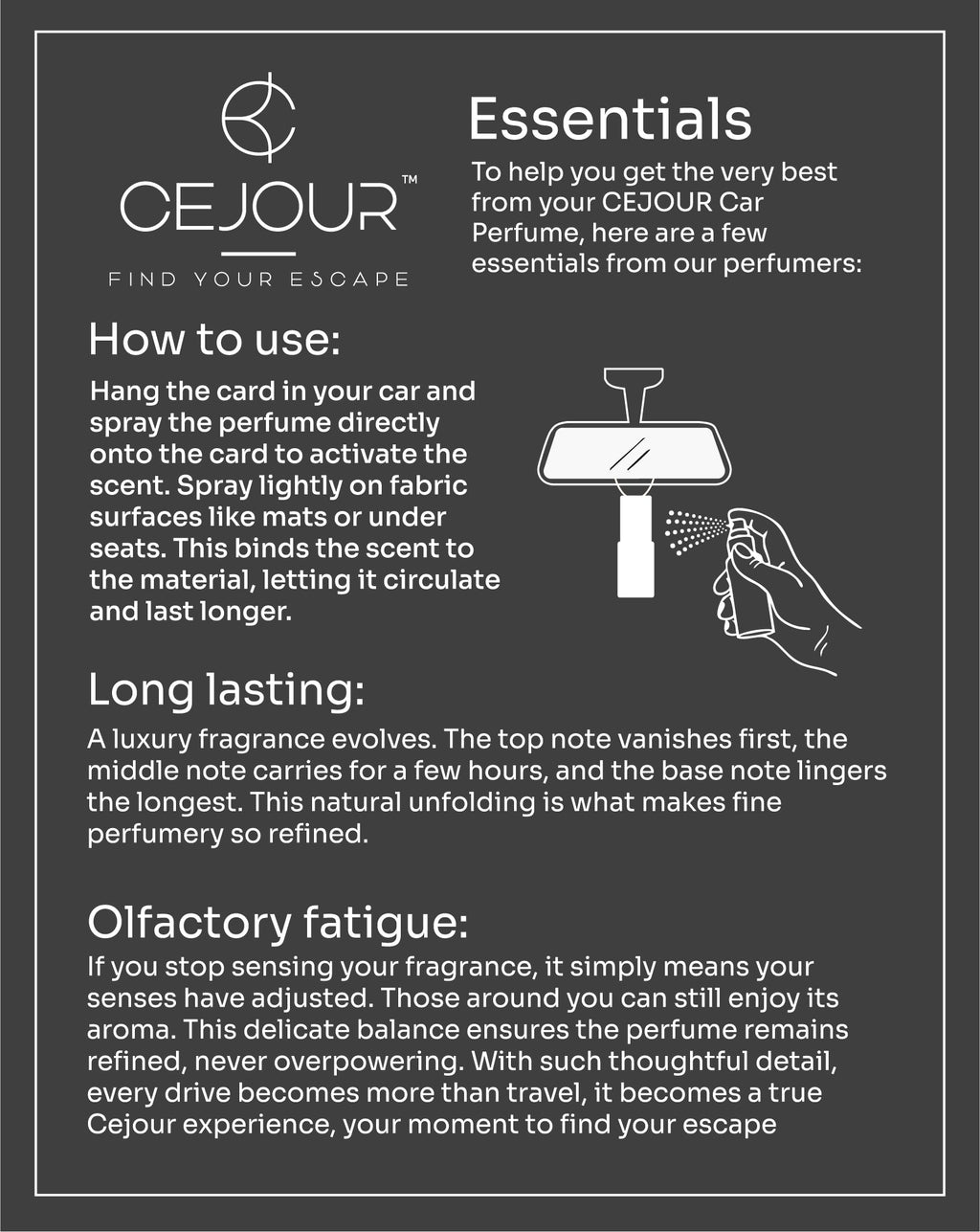 Cejour Red Musk Car Perfume Spray with Hanging Card – 30 ml | Fine Fragrance Car Air Freshener | 60+ Days, 300+ Sprays | Luxury Car Air Freshener | Best Car Accessories - Cejour