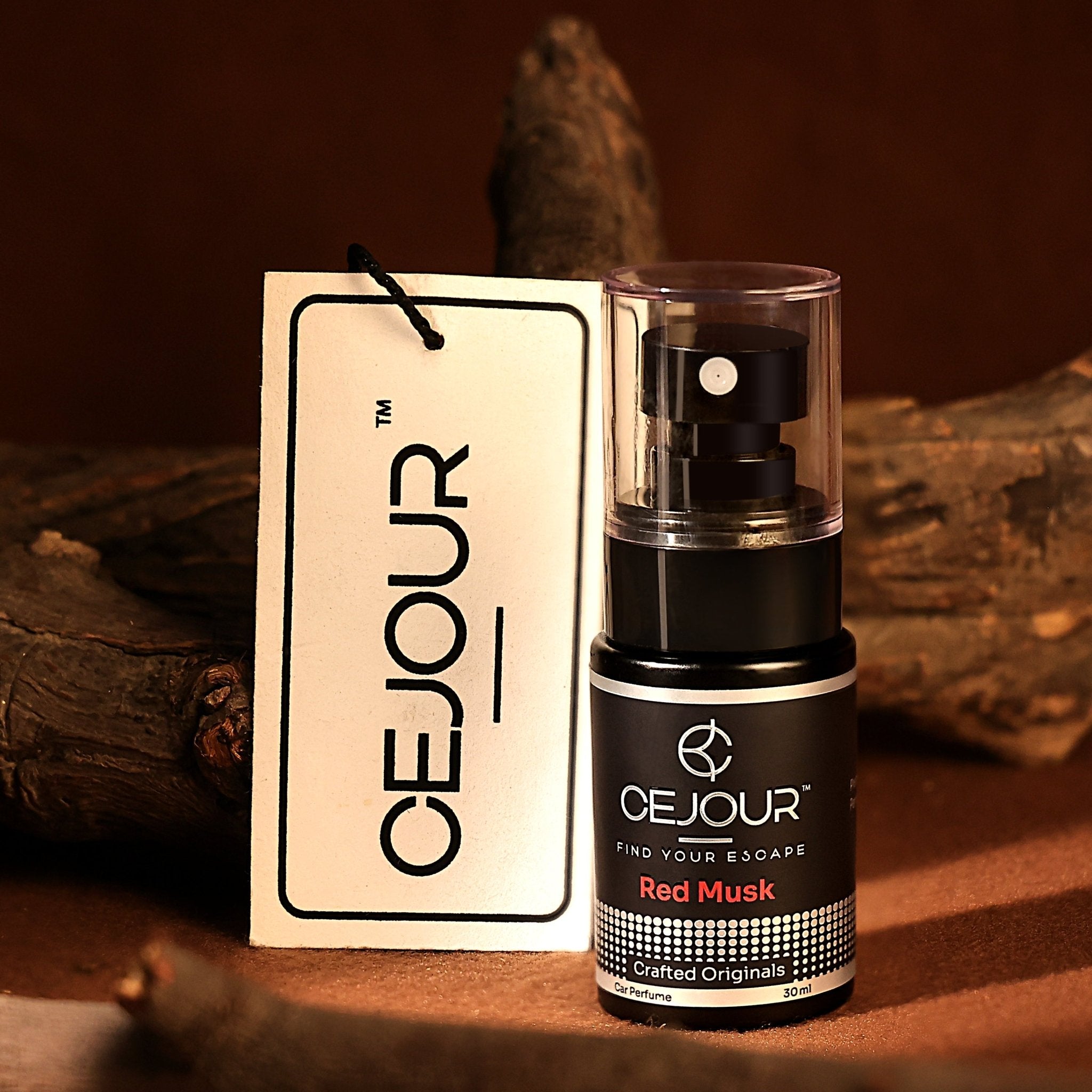 Cejour Red Musk Car Perfume Spray with Hanging Card – 30 ml | Fine Fragrance Car Air Freshener | 60+ Days, 300+ Sprays | Luxury Car Air Freshener | Best Car Accessories - Cejour