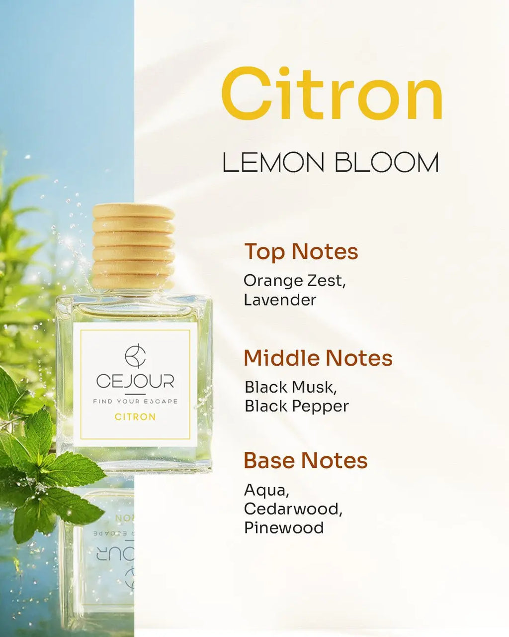 CITRON Lemon Car Perfume Diffuser – 10 ml - Cejour