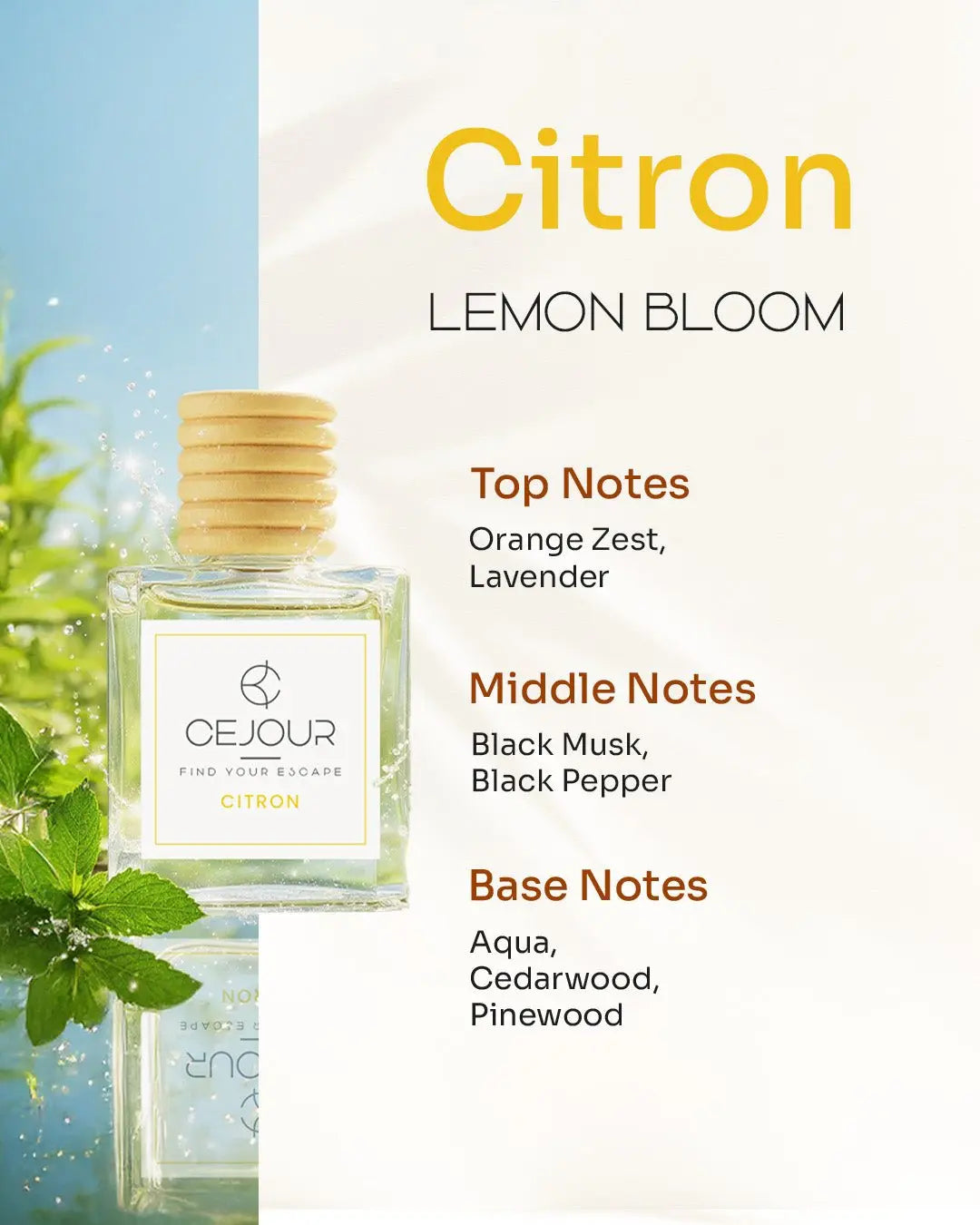 CITRON Lemon Car Perfume Diffuser – 10 ml - Cejour