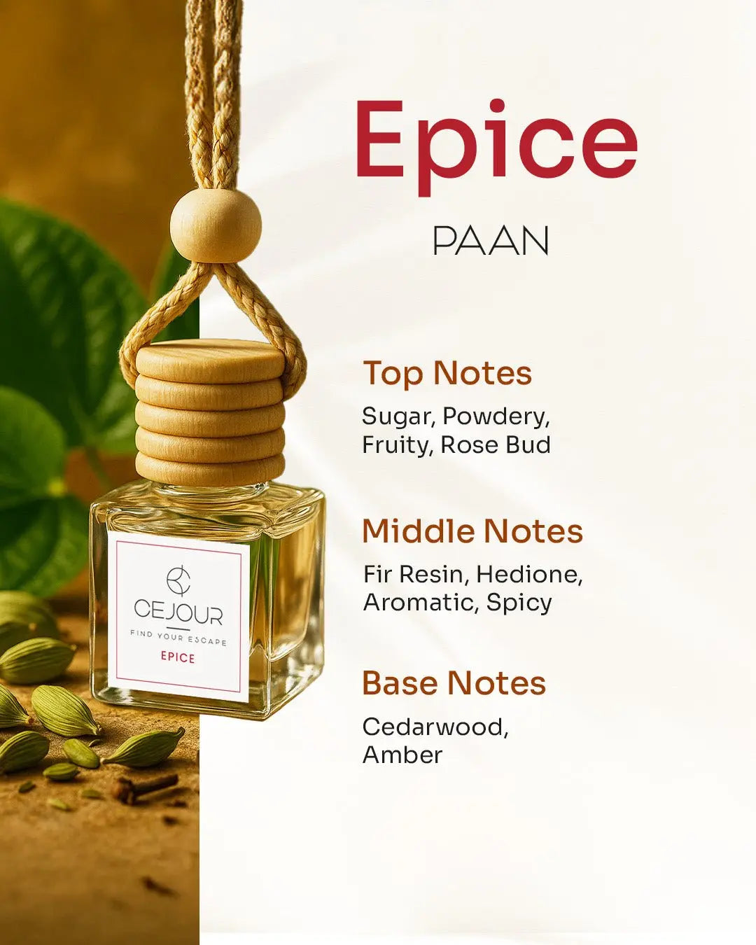ÉPICE Paan Car Perfume Diffuser – 10 ml - Cejour