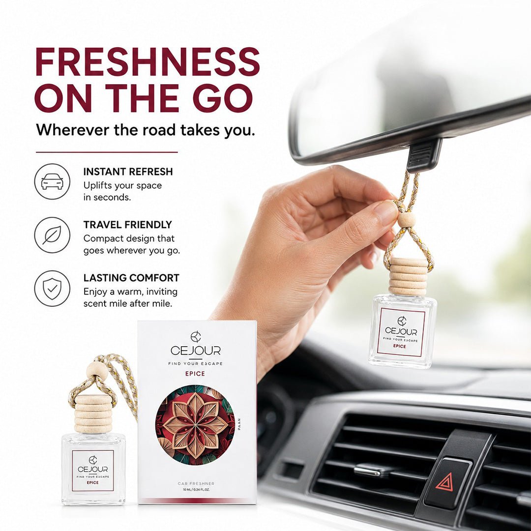 ÉPICE Warm Spice Car Perfume Diffuser – 10 ml | Up to 40 Days Long-Lasting Fragrance - Cejour