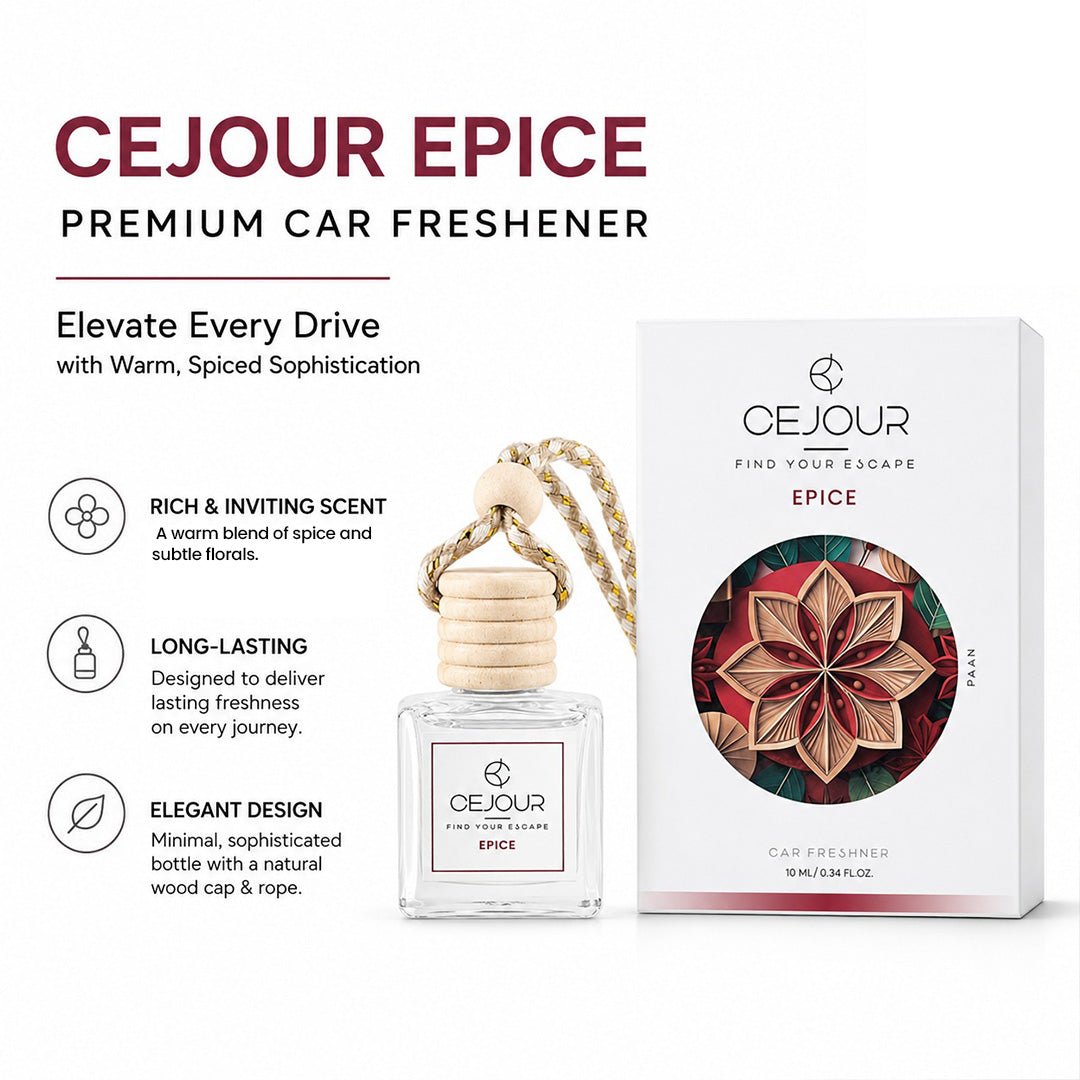 ÉPICE Warm Spice Car Perfume Diffuser – 10 ml | Up to 40 Days Long-Lasting Fragrance - Cejour
