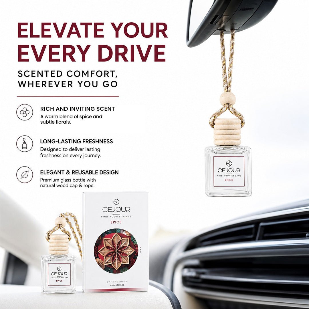 ÉPICE Warm Spice Car Perfume Diffuser – 10 ml | Up to 40 Days Long-Lasting Fragrance - Cejour