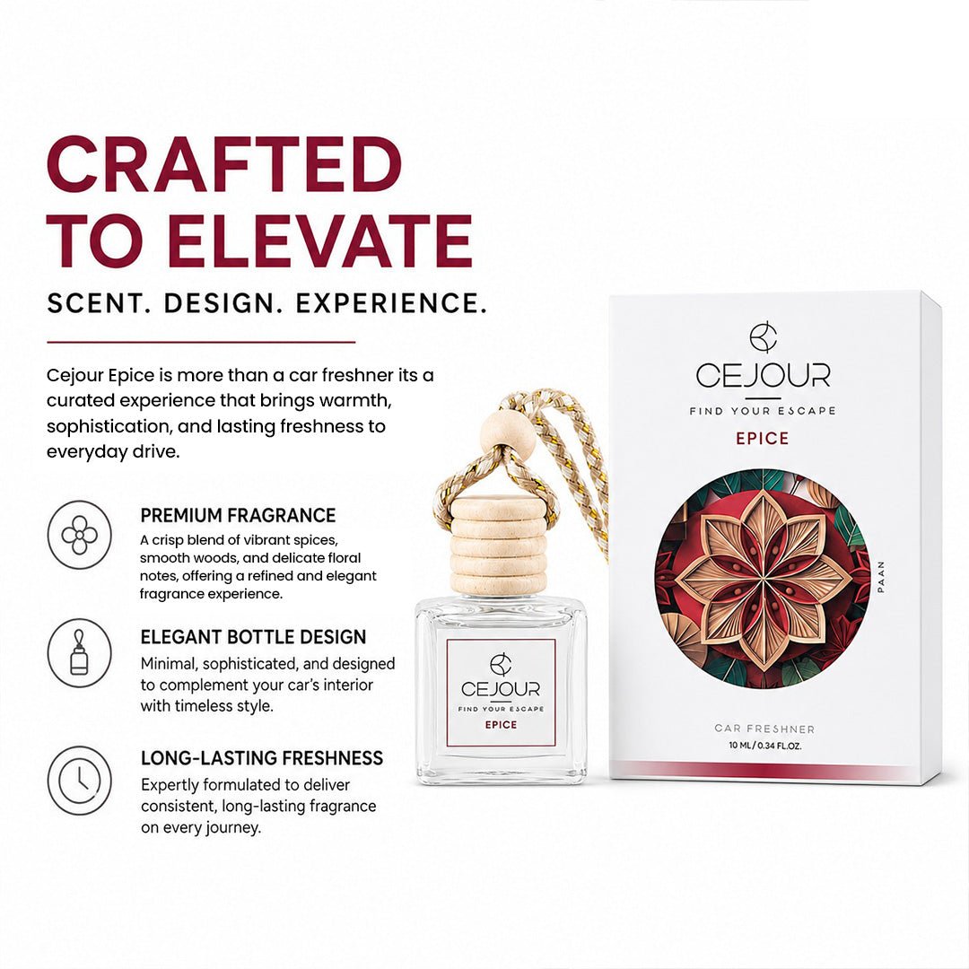 ÉPICE Warm Spice Car Perfume Diffuser – 10 ml | Up to 40 Days Long-Lasting Fragrance - Cejour