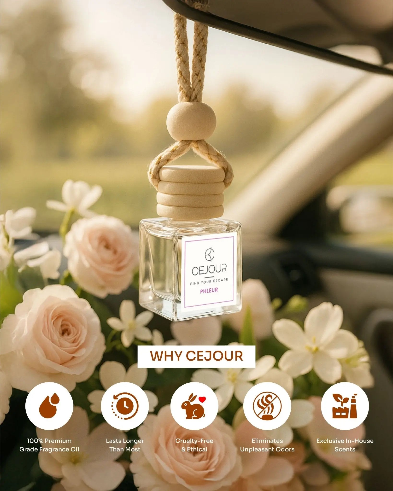 PHLEUR Floral Car Perfume Diffuser – 10 ml - Cejour